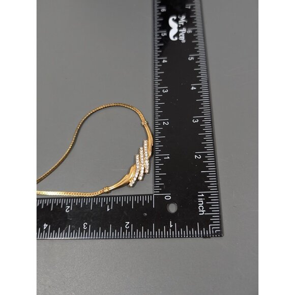 Vintage Avon NR Rhinestone Curved Bar Goddess Touch Statement Tennis Necklace - Picture 10 of 10